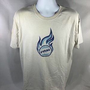 Vintage Evans Drum Heads T Shirt Size XL Early 2000s Y2K Discolored Tee Hanes